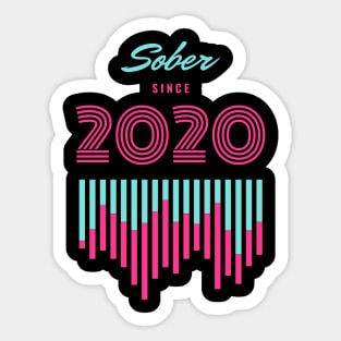 Retro Sober Since 2020 Alcoholic Recovery Sticker